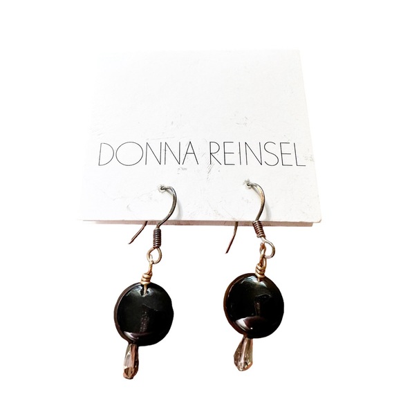 Donna Reinsel NEW Sterling Silver Black Onyx & Glass Dangle Earrings - Picture 1 of 3